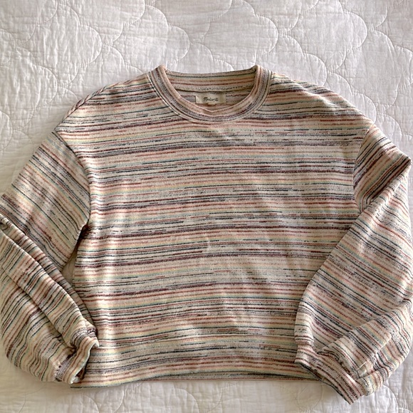 Madewell Tops - Madewell Bubble-Sleeve Striped Crop Top